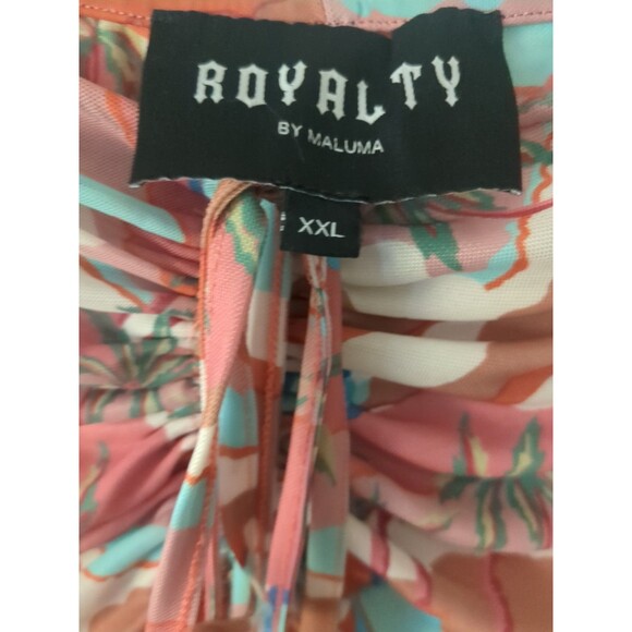 ROYALTY  Macy's   Wide Leg Pant Maxi Skirt Pant 2XL Relaxed Tropical Rouched - Picture 4 of 7